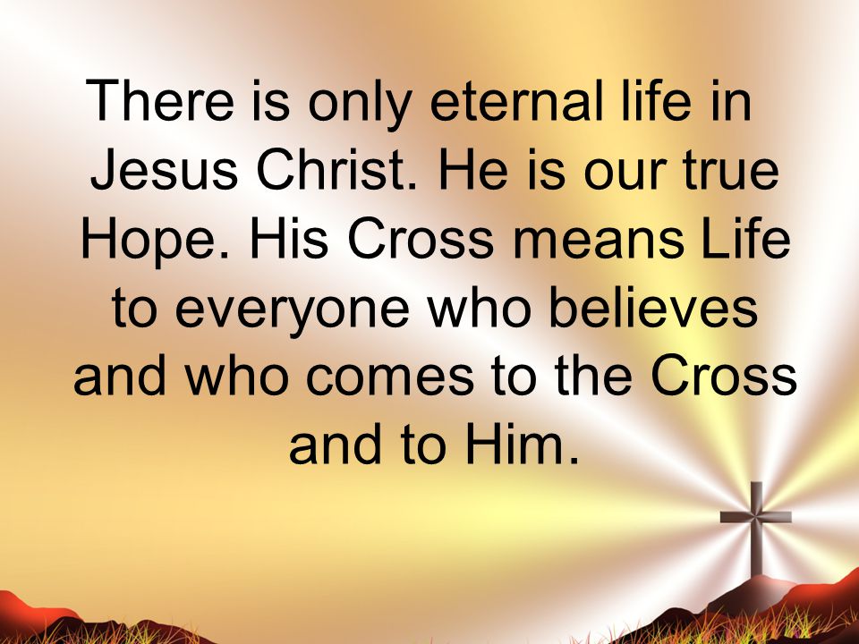 There is only eternal life in Jesus Christ. He is our true Hope