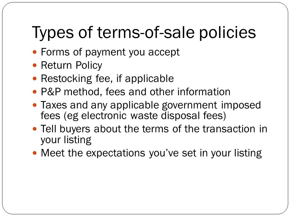 Terms of Sale