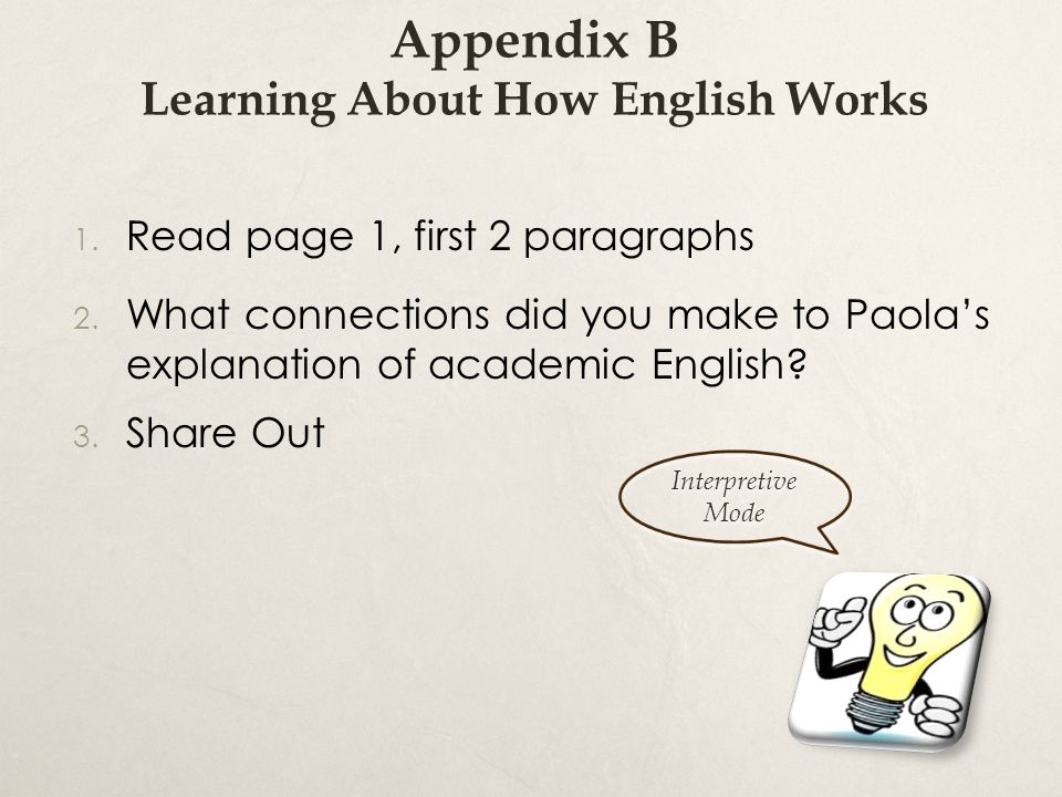 Appendix B Learning About How English Works
