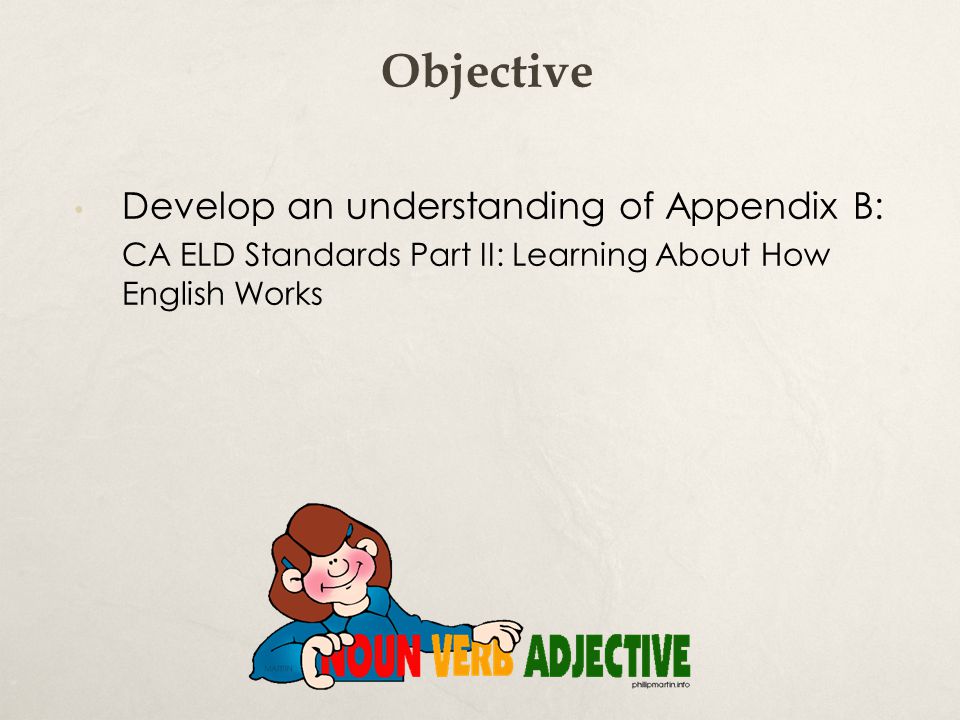 Objective Develop an understanding of Appendix B: