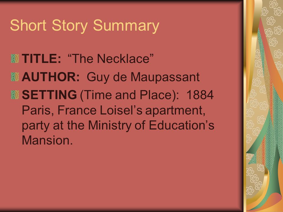 the necklace short story setting