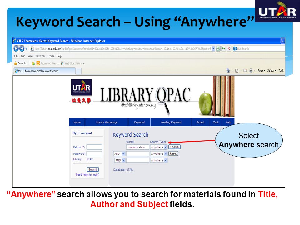 Keyword Search – Using Anywhere