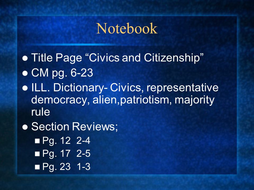 Notebook Title Page Civics and Citizenship CM pg. 6-23