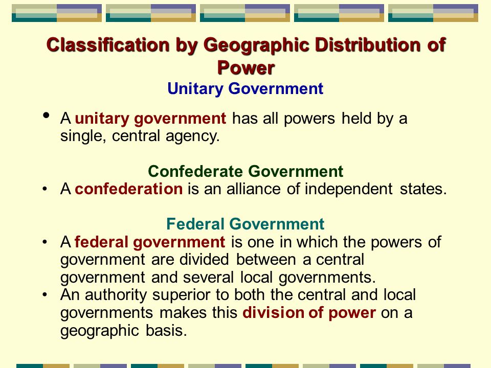 Classification by Geographic Distribution of Power