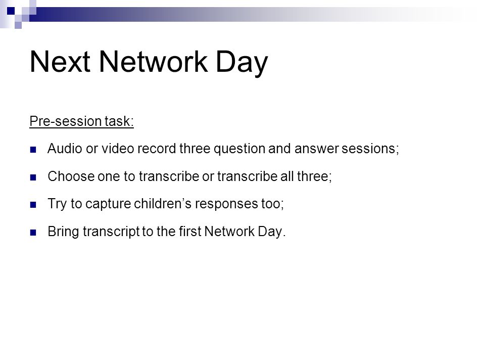 Next Network Day Pre-session task: