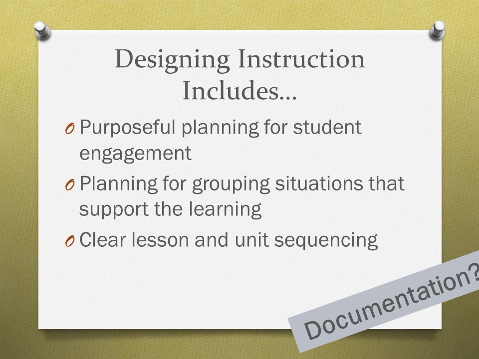 Designing Instruction Includes…
