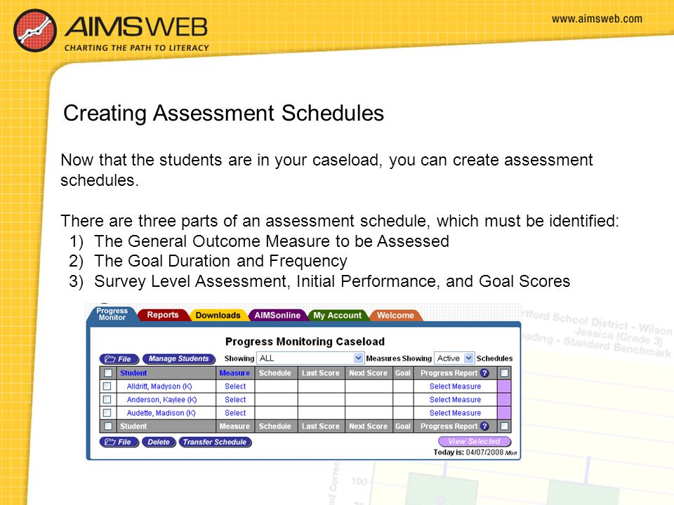 Creating Assessment Schedules