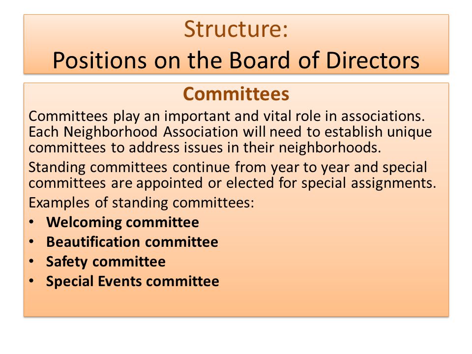 Structure: Positions on the Board of Directors