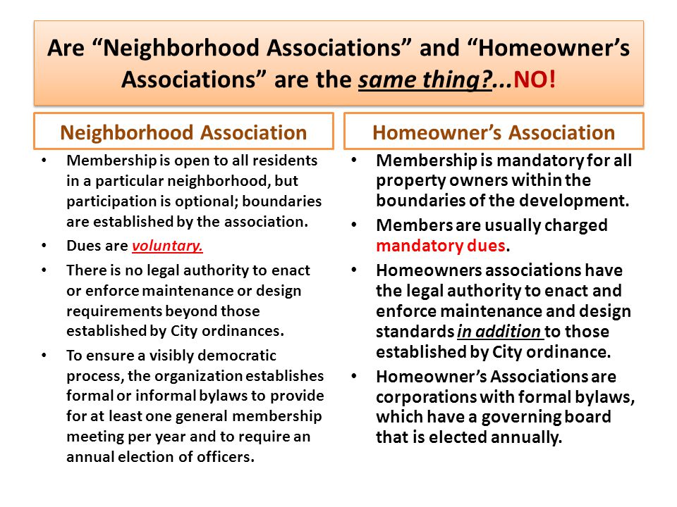 Neighborhood Association Homeowner’s Association