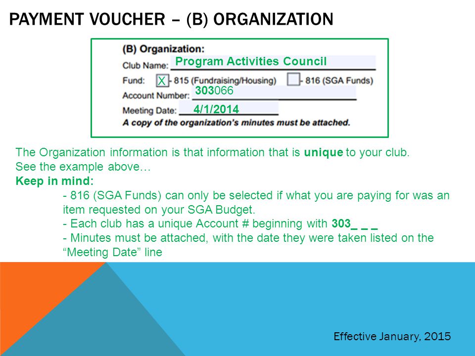 Payment voucher – (b) Organization