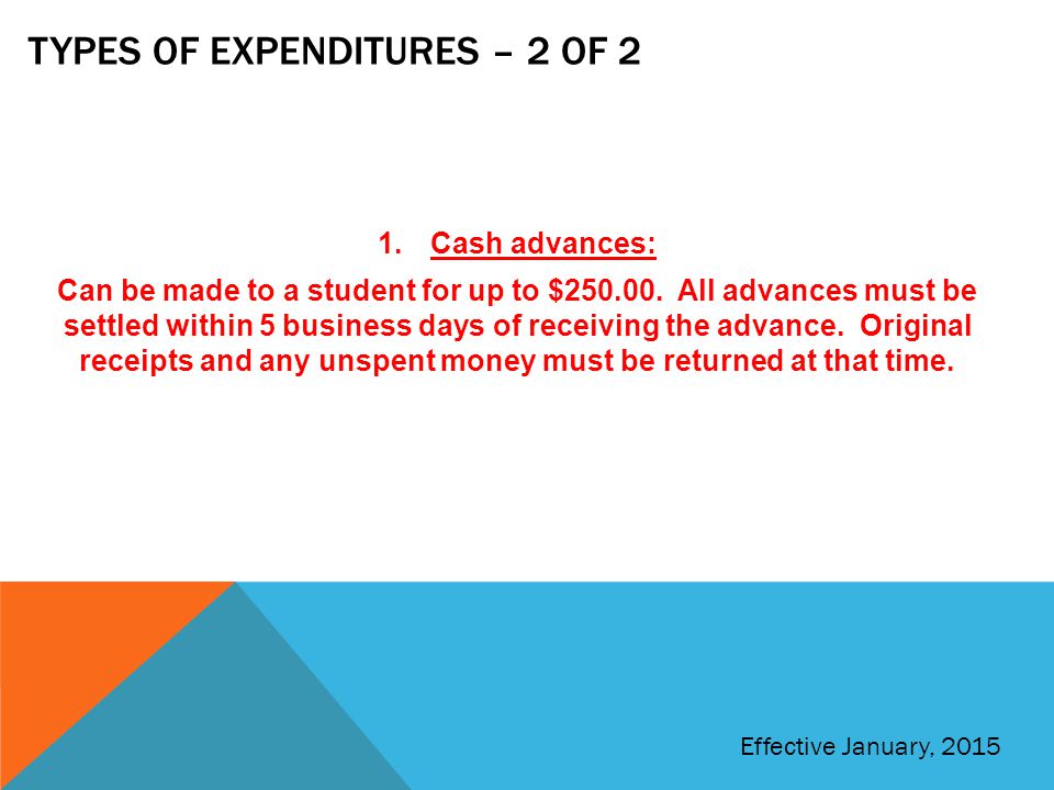 Types of expenditures – 2 of 2