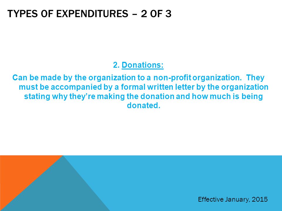 Types of expenditures – 2 of 3