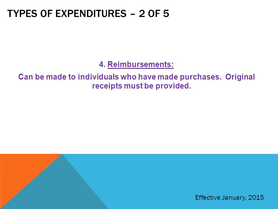 Types of expenditures – 2 of 5
