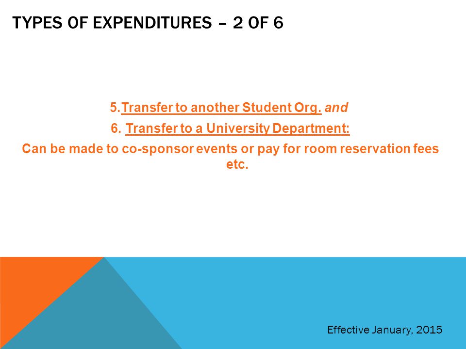 Types of expenditures – 2 of 6