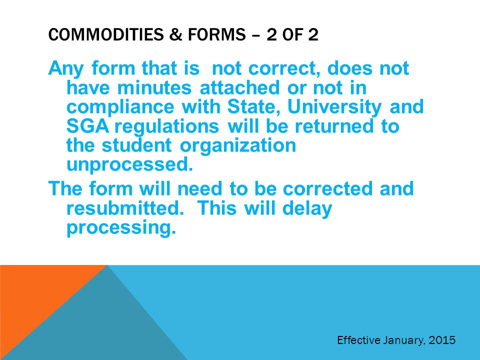 Commodities & forms – 2 of 2