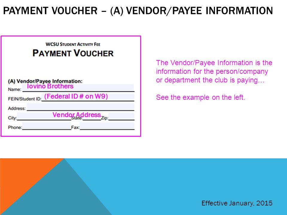 Payment voucher – (a) vendor/payee information