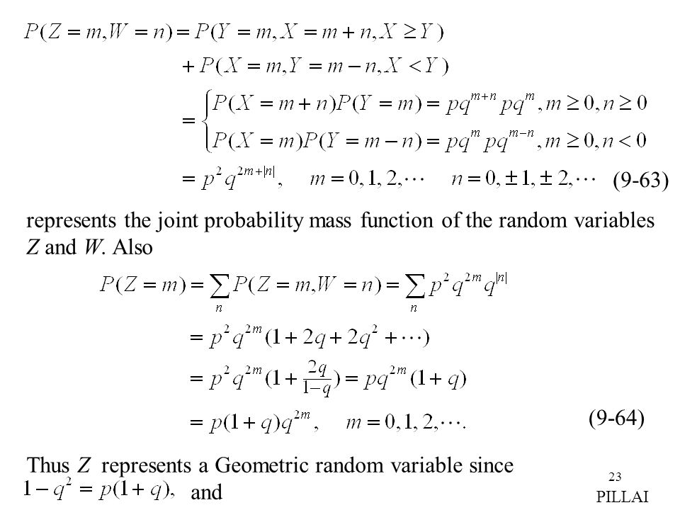 represents the joint probability mass function of the random variables