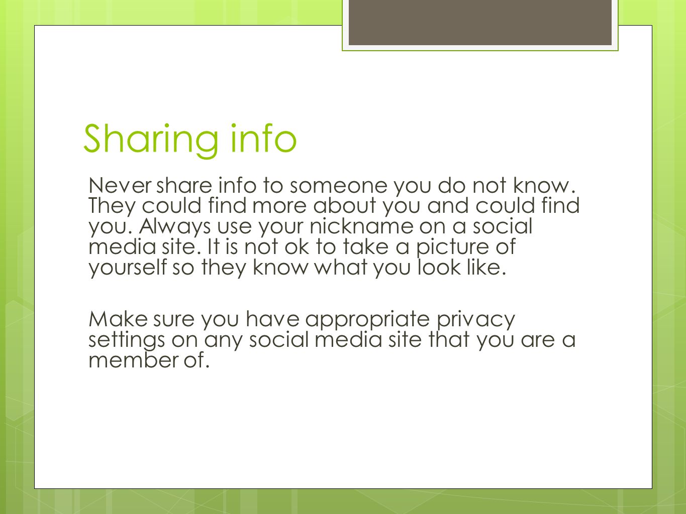 Sharing info