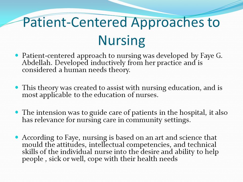 patient-centred approach to nursing theory