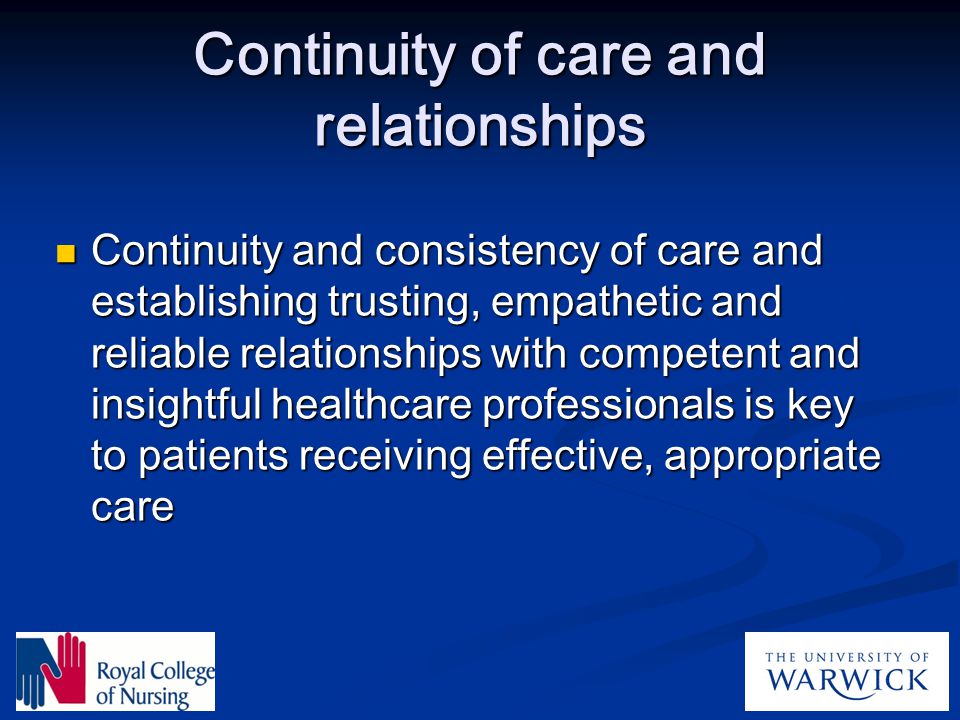 Continuity of care and relationships