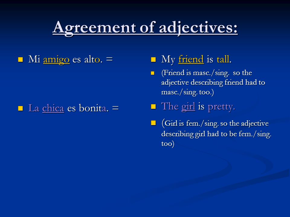Agreement of adjectives: