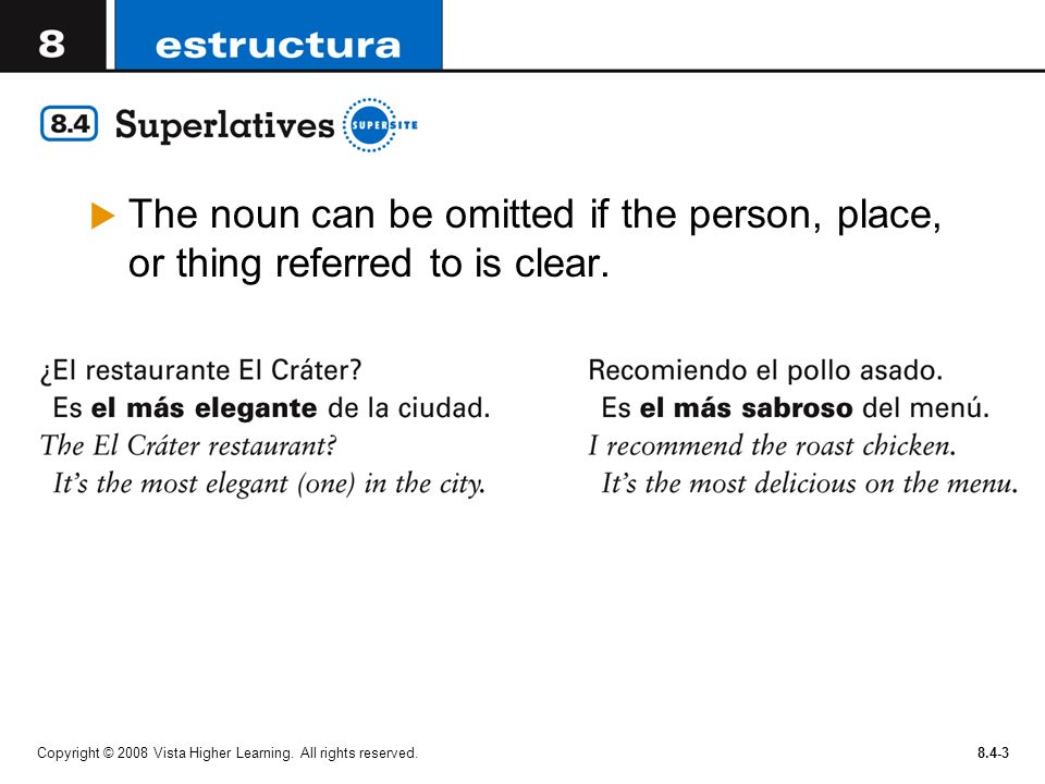 The noun can be omitted if the person, place, or thing referred to is clear.