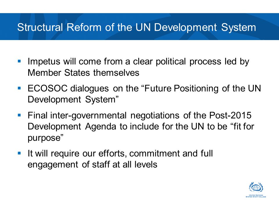 Structural Reform of the UN Development System