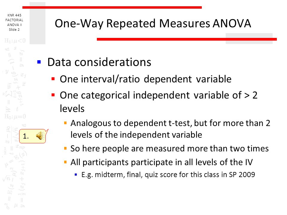 Repeated Measures ANOVA - ppt video online download