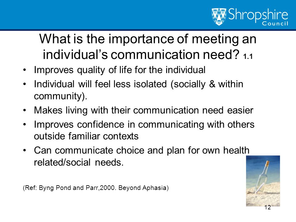 What is the importance of meeting an individual’s communication need 1.1