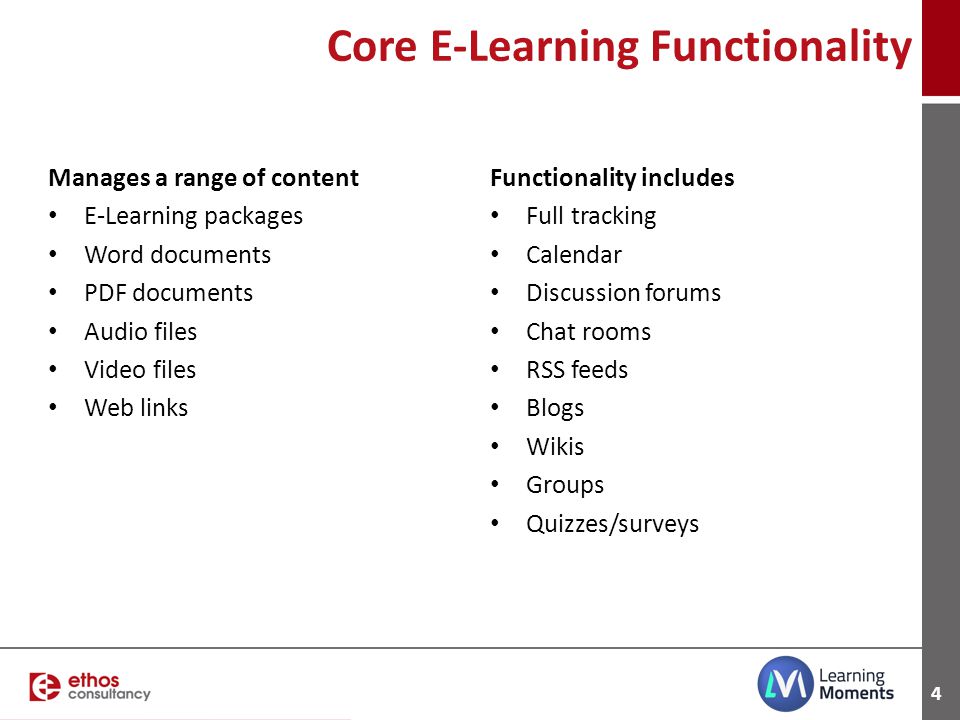 Core E-Learning Functionality