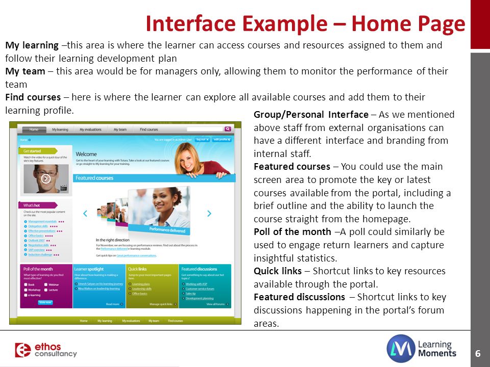 Interface Example – Home Page