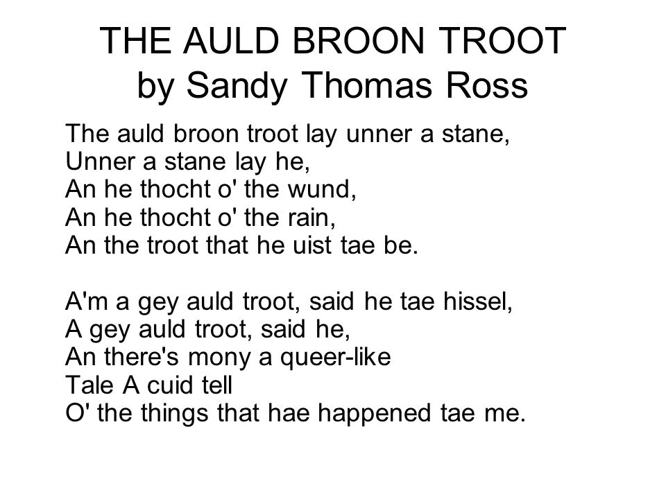 THE AULD BROON TROOT by Sandy Thomas Ross