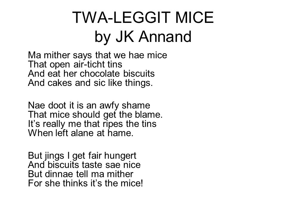TWA-LEGGIT MICE by JK Annand