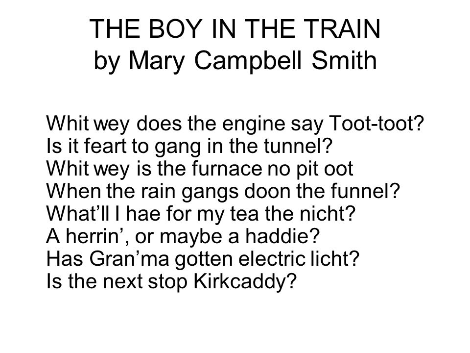 THE BOY IN THE TRAIN by Mary Campbell Smith