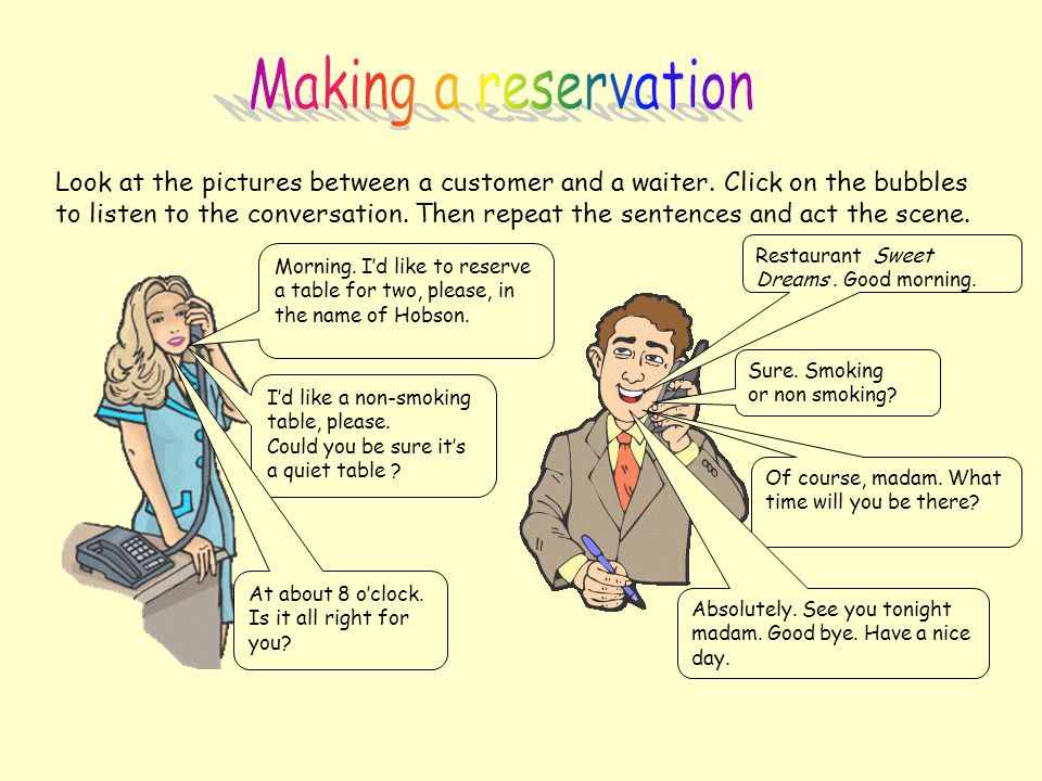 Making a reservation