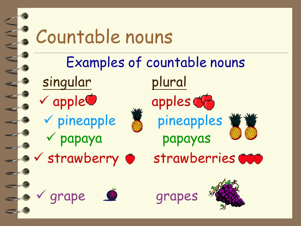 Examples of countable nouns