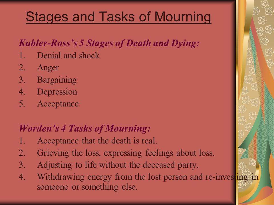 And the dying? are 5 what of stages death DABDA: The