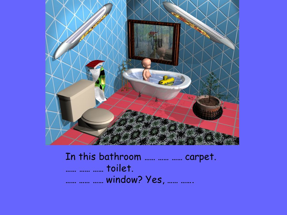 In this bathroom …… …… …… carpet. …… …… …… toilet.