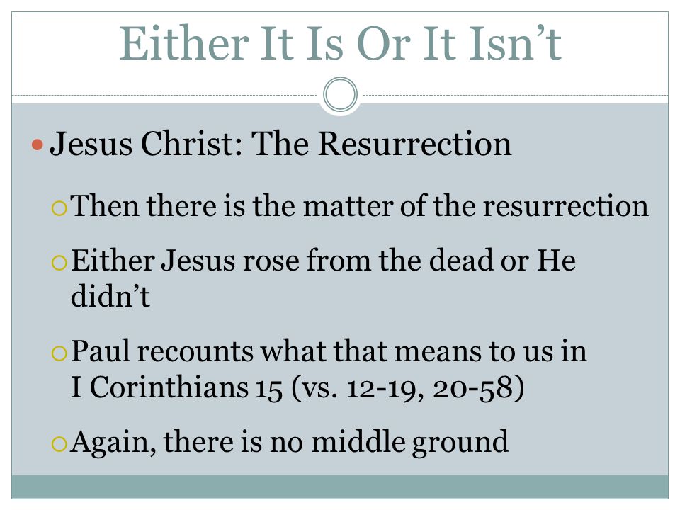 Either It Is Or It Isn’t Jesus Christ: The Resurrection