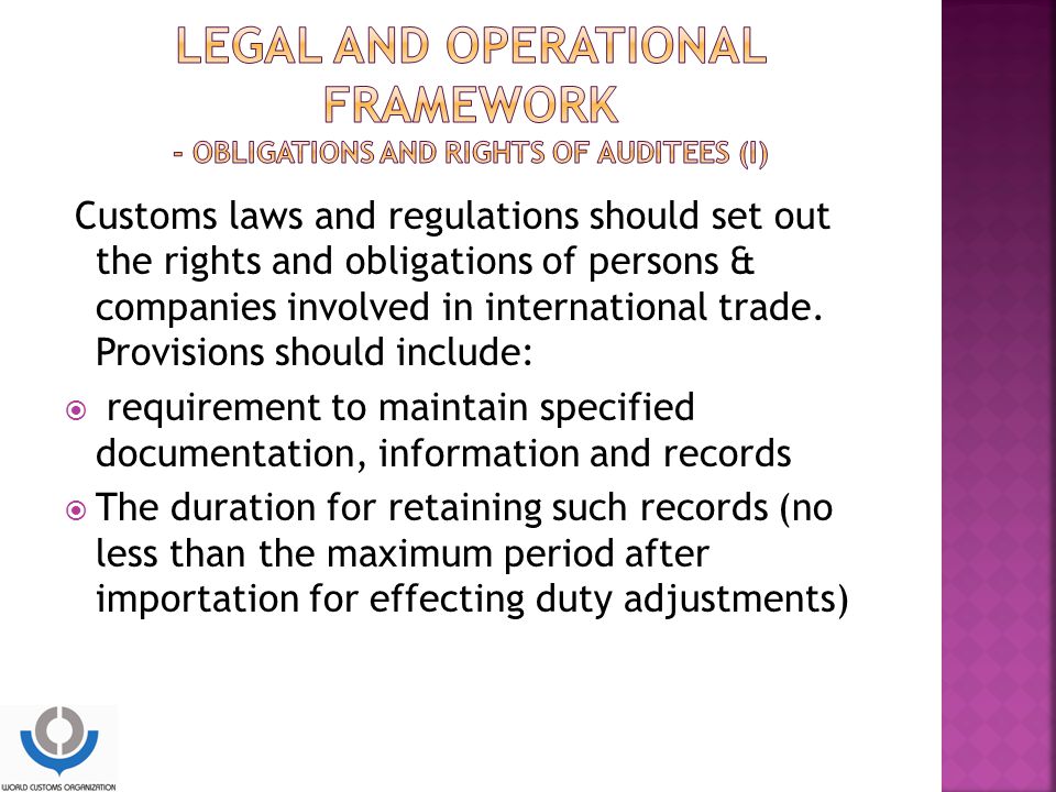 LEGAL and operational framework - Obligations and rights of auditees (I)