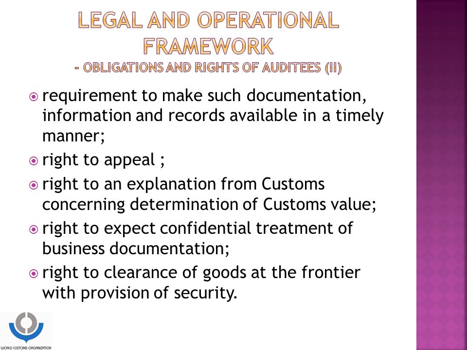 LEGAL and operational framework - Obligations and rights of auditees (II)
