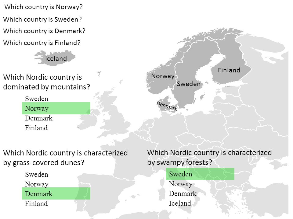 Which Nordic country is dominated by mountains