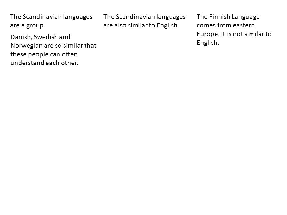The Scandinavian languages are a group.
