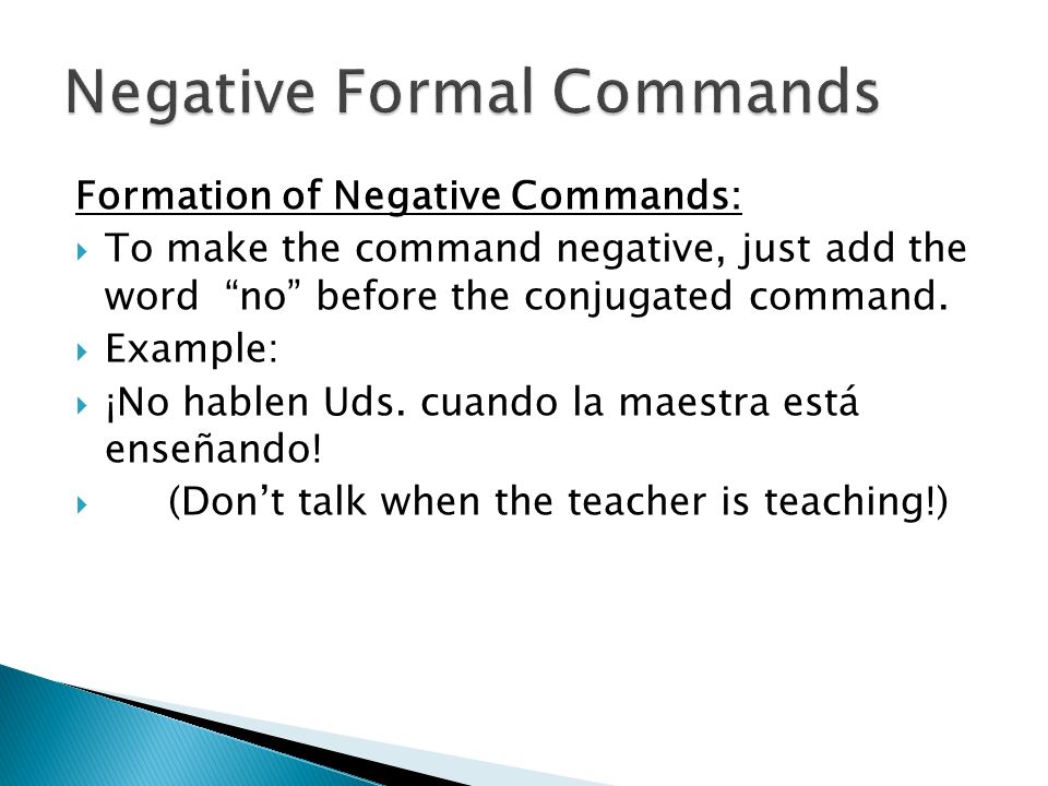 Negative Formal Commands