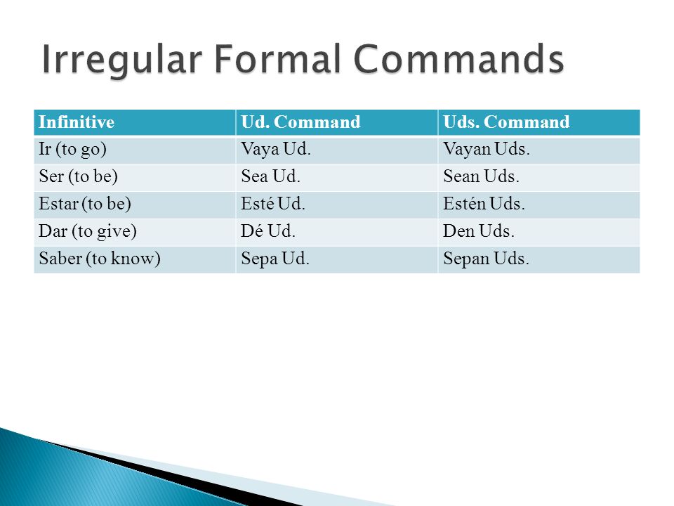 Irregular Formal Commands