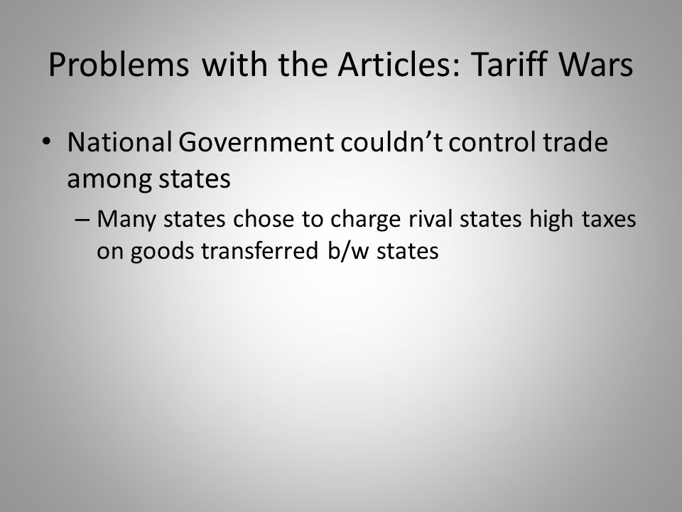 Problems with the Articles: Tariff Wars