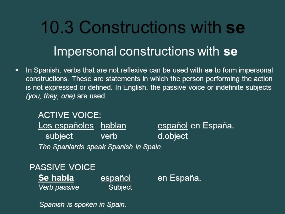 Impersonal constructions with se
