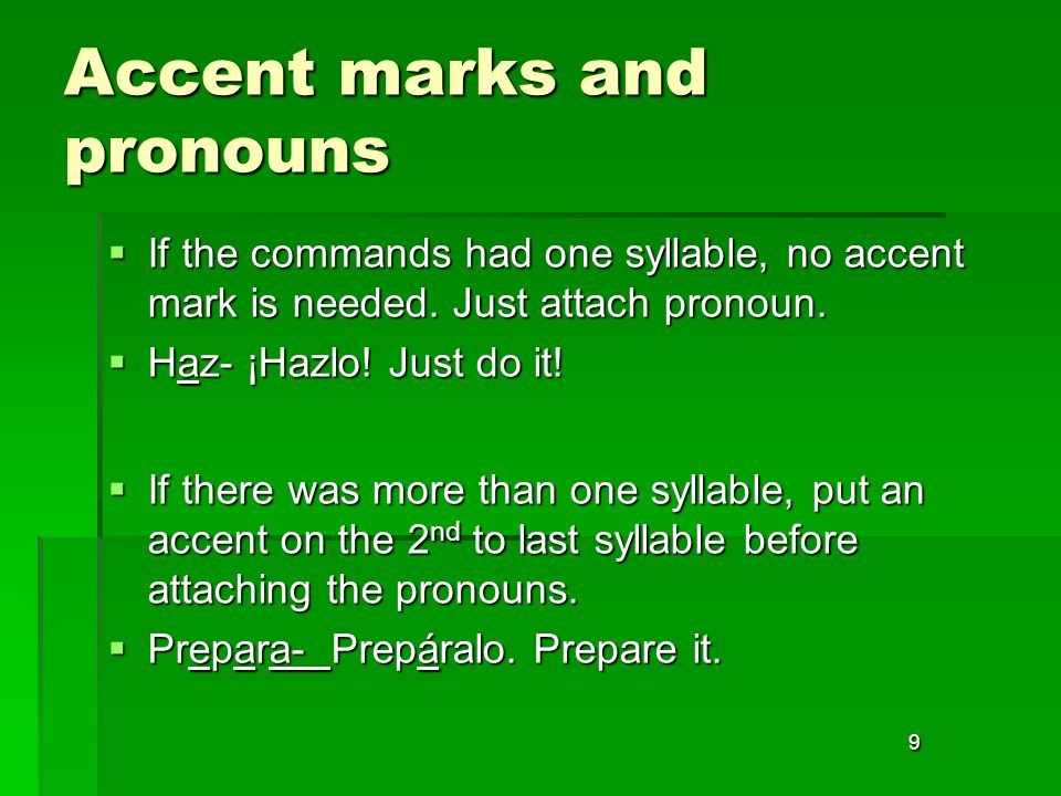 Accent marks and pronouns