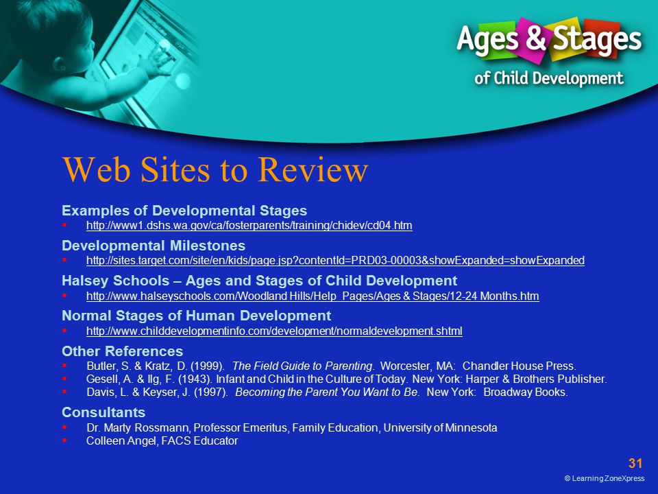 Web Sites to Review Examples of Developmental Stages