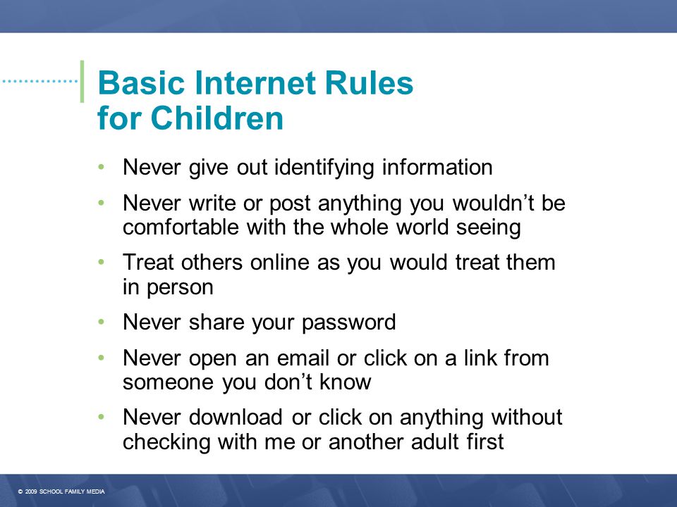 Basic Internet Rules for Children